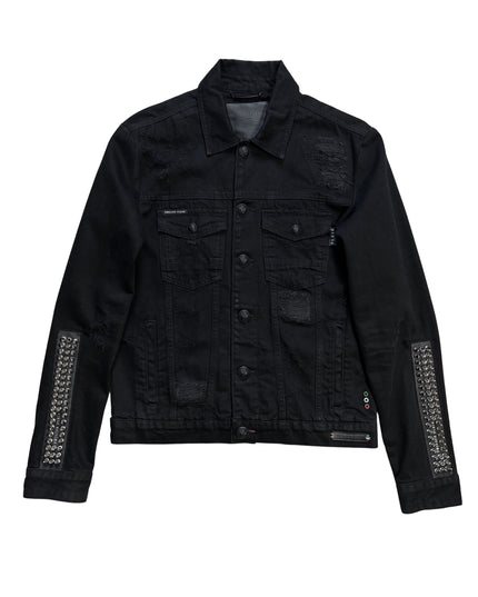 PHILIPP PLEIN DENIM DISTRESSED STUDS