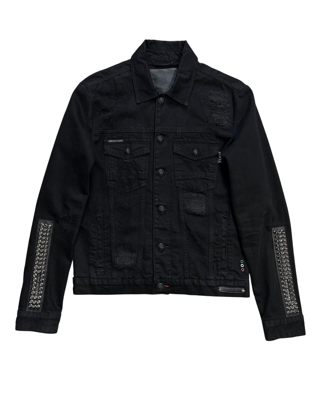 PHILIPP PLEIN DENIM DISTRESSED STUDS