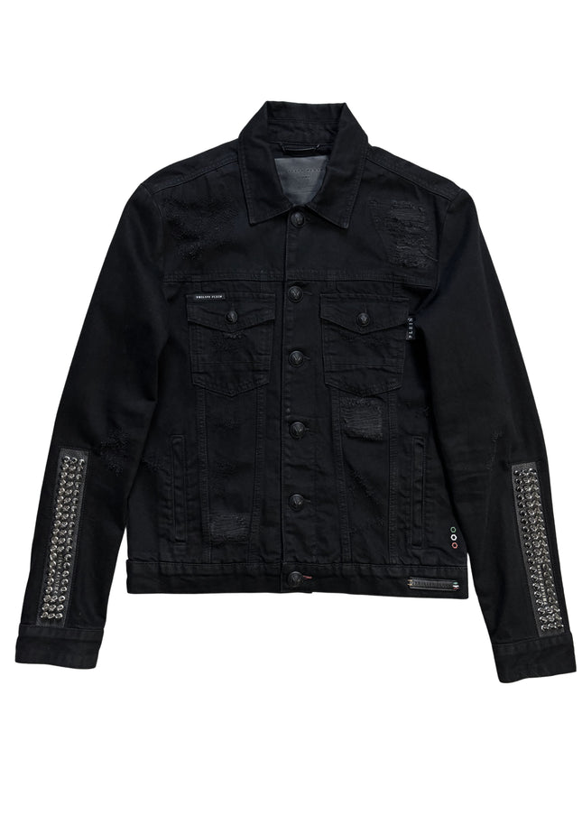 PHILIPP PLEIN DENIM DISTRESSED STUDS