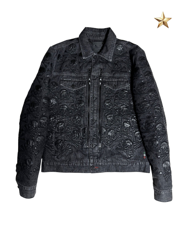 PHILIPP PLEIN DENIM LEATHER SKULL
