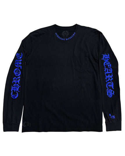 CHROME HEARTS LONG SLEEVE 1988 NECK LOGO BLUE
