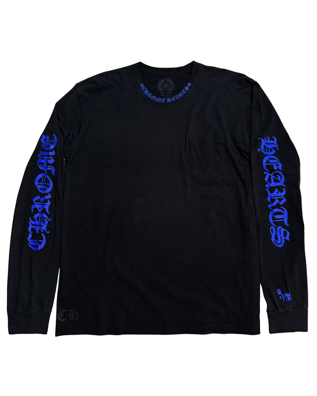 CHROME HEARTS LONG SLEEVE 1988 NECK LOGO BLUE
