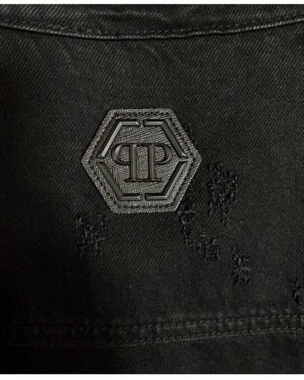 PHILIPP PLEIN DENIM DISTRESSED STUDS