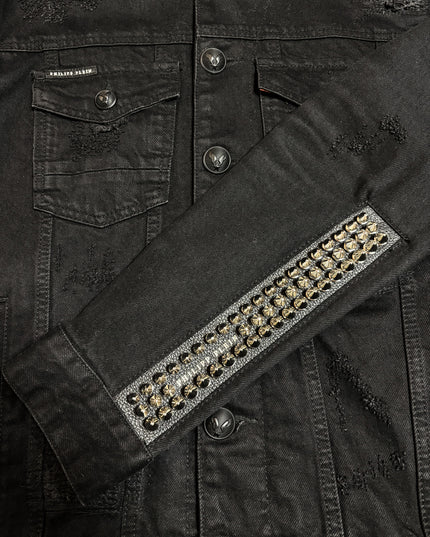 PHILIPP PLEIN DENIM DISTRESSED STUDS