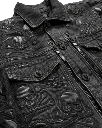 PHILIPP PLEIN DENIM LEATHER SKULL