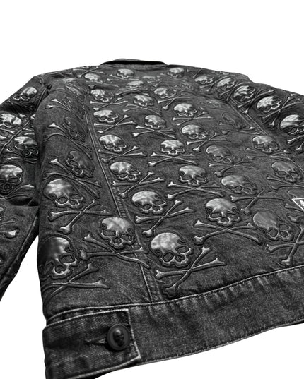 PHILIPP PLEIN DENIM LEATHER SKULL