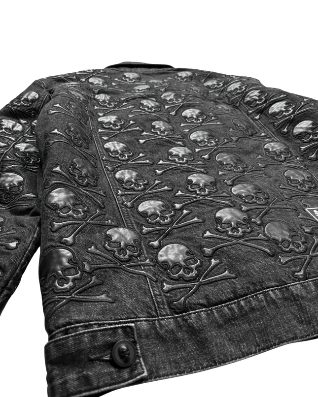 PHILIPP PLEIN DENIM LEATHER SKULL