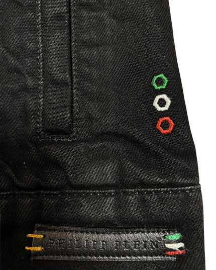 PHILIPP PLEIN DENIM DISTRESSED STUDS