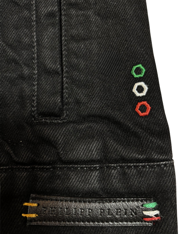 PHILIPP PLEIN DENIM DISTRESSED STUDS