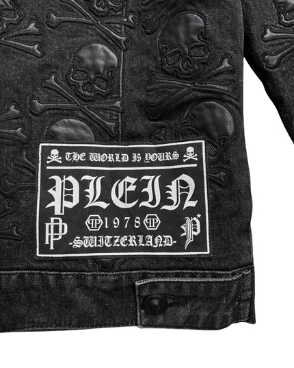PHILIPP PLEIN DENIM LEATHER SKULL