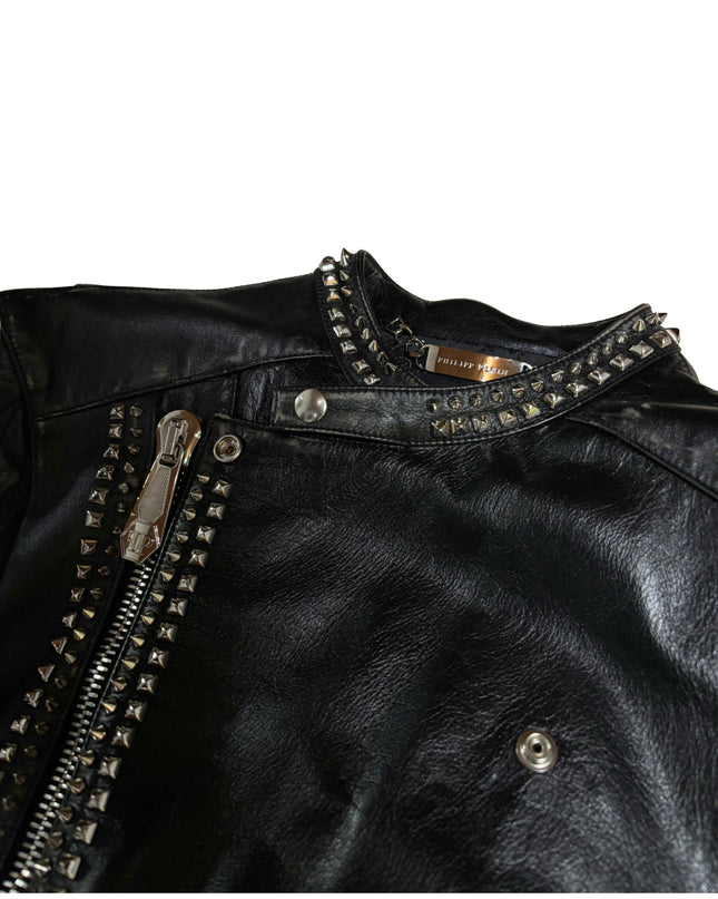 PHILIPP PLEIN LEATHER BIKER STUDS