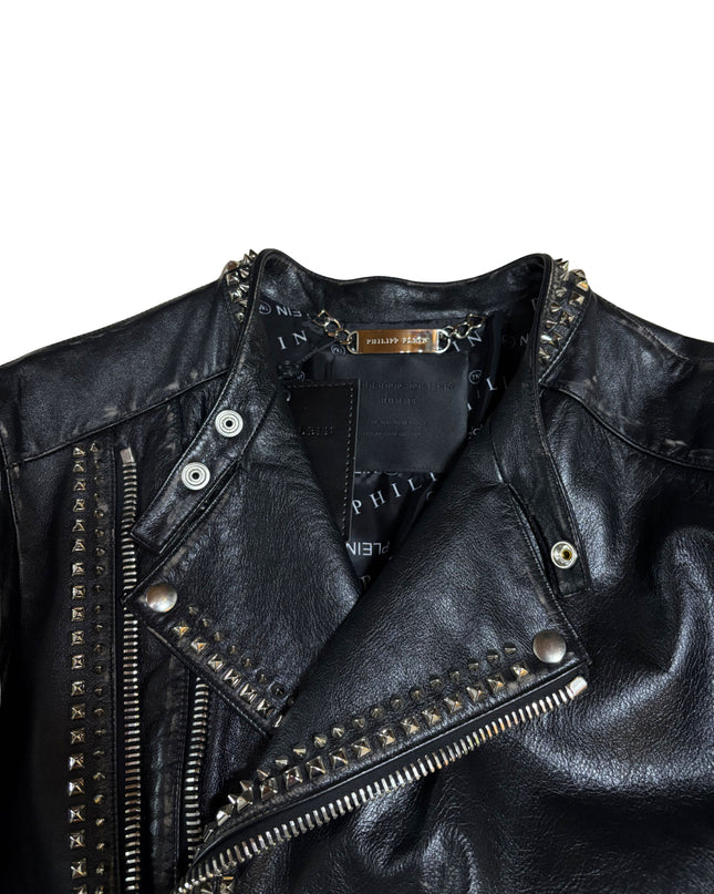 PHILIPP PLEIN LEATHER BIKER STUDS