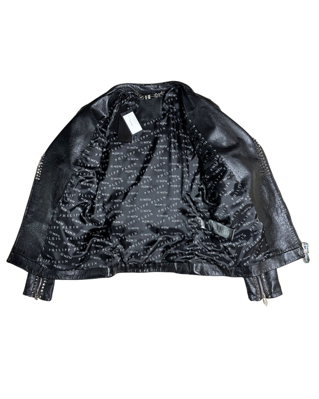 PHILIPP PLEIN LEATHER BIKER STUDS